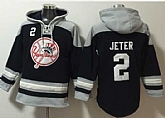 New York Yankees #2 Derek Jeter Navy Blue Ageless Must Have Lace Up Pullover Hoodie,baseball caps,new era cap wholesale,wholesale hats